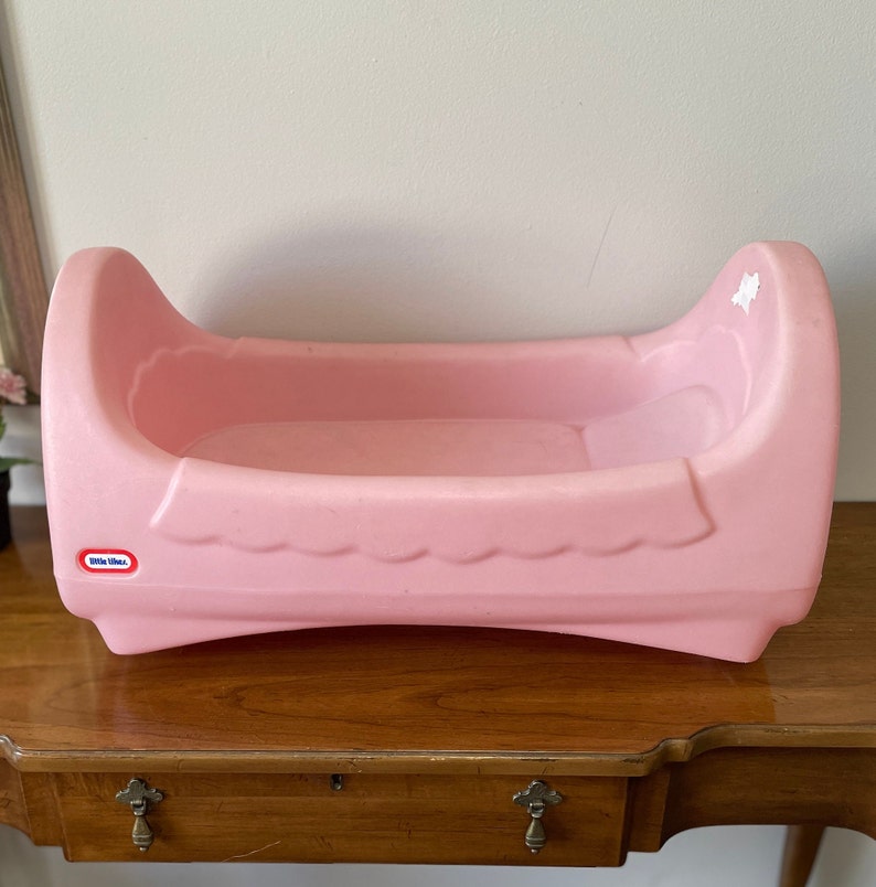 Little Tikes Pink Doll Size Cradle, Blow Mold Cradle, Plastic Cradle