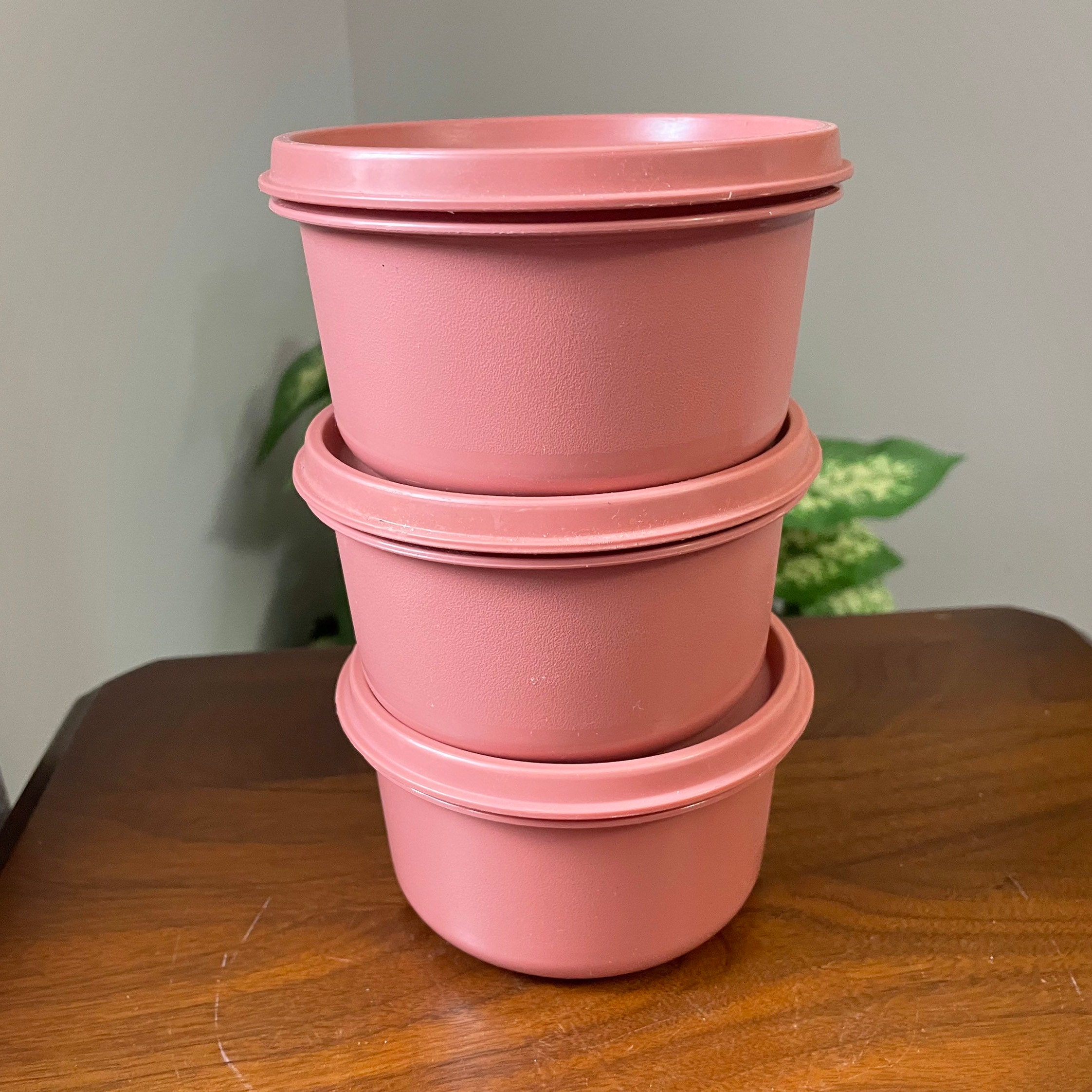 Dusty Pink, Tupperware Containers, Snap-on Lid, Six Piece Set