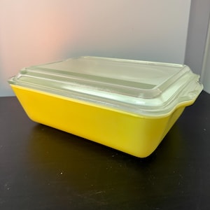 PYREX, Bright  Yellow Covered REFRIGERATOR DISH, Vintage, Retro