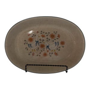Serving Dish, Country Classic Collection, Geese and Floral design, Speckled Dish, Kitchenware, Japan YC62, Oven and Microwave Safe