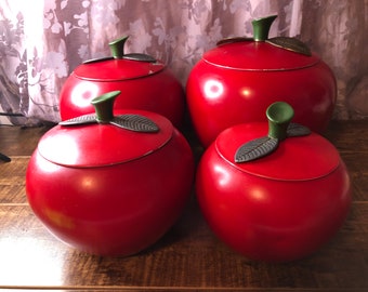 Apple Canisters,  1960s, Retro, Vintage, MCM