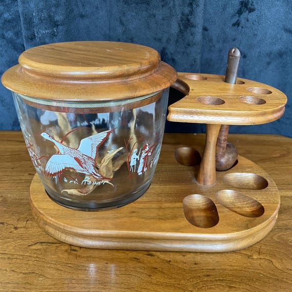 pipe rack with tobacco jar Wood 2 Stand Glass 12-Pipe Rack and Jar Carousel