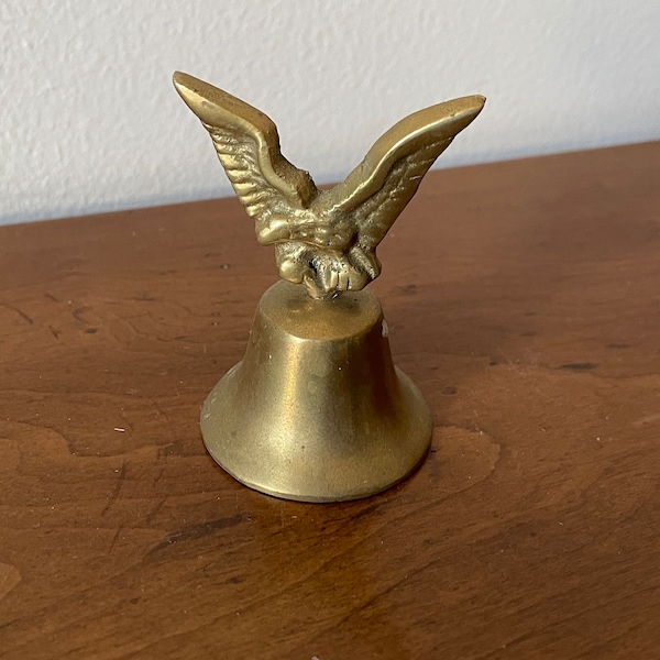 Brass Bell, EAGLE, Bald Eagle, Golden Eagle, Bird of Prey, Small,  America, handcrafted, Dinner Bell, Handheld, 1970s, Vintage