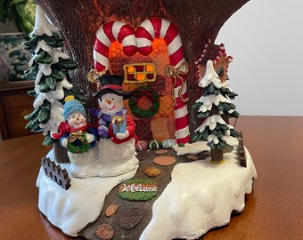 Lighted Santa Treehouse, Snowman, Workshop, Toy Shoppe, Candy Cane, Christmas Trees, Holiday Decor, Original Box, Vintage