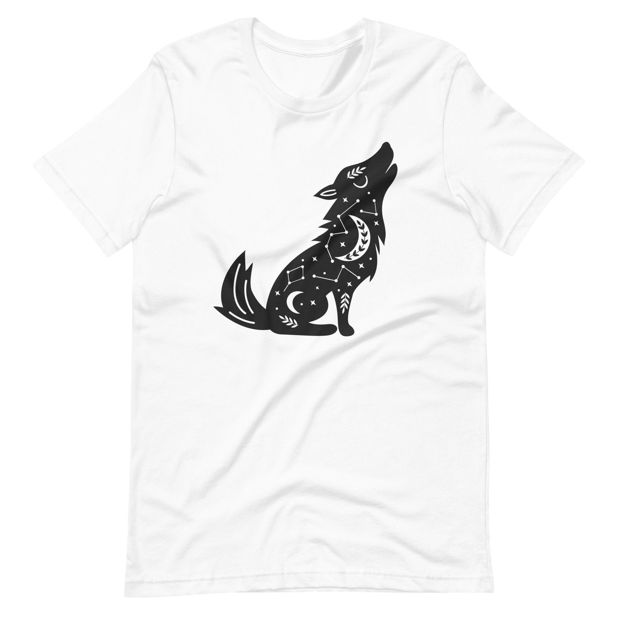 Nature Inspired Wolf Howling at Moon Tshirt Animal Graphic Tee for