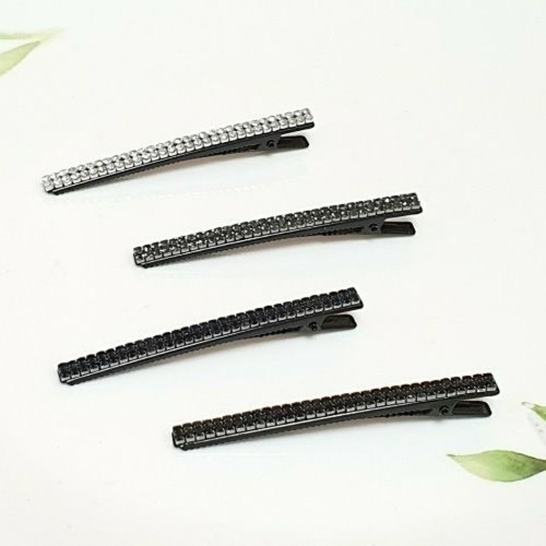 Glitter Hair Clips Black Crystal Hair Clip Shiny Hair Clips Etsy