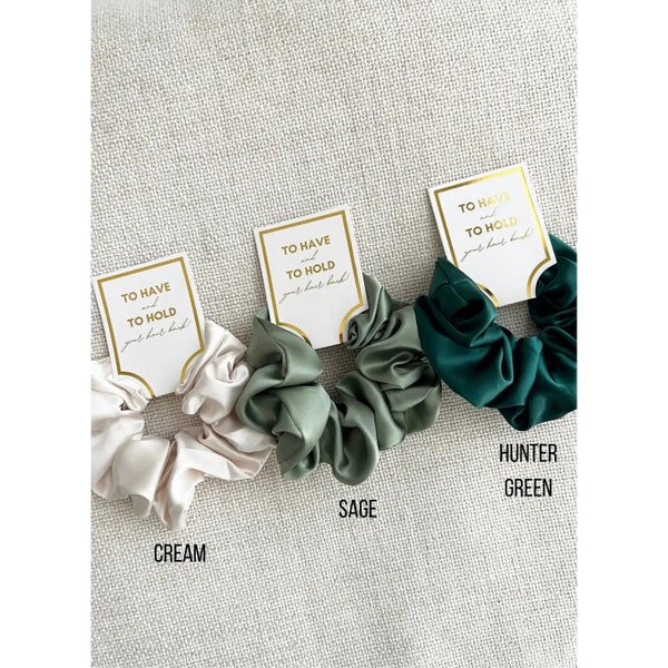 Sage Silk Satin Soft Scrunchies Bridesmaid Satin Scrunchies Bridesmaid Gifts Tag Hair Scrunchies Bachelorette Party Bridesmaid Proposal