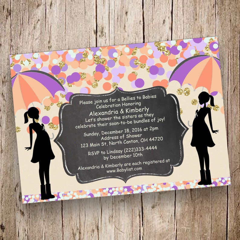 Joint Baby Shower Peach Purple and Gold Confetti Rain & | Etsy