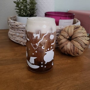 Spooky Halloween Iced Coffee Glass - Fall Coffee Cup - Ghost Cup - Halloween Coffee