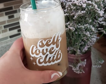 Aesthetic Coffee Cup - Trendy Coffee Glass - Retro Coffee Glass - Self Love Club Cup