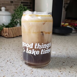 Eiskaffee Glas - Dosenförmiges Glas - Ästhetischer Kaffee Glas - Tasse mit Deckel
