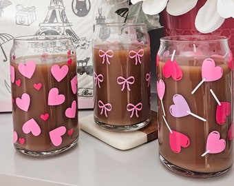 Iced Coffee Glass - Floral Coffee Glass - Aesthetic Coffee Cup - Glass Coffee Cup