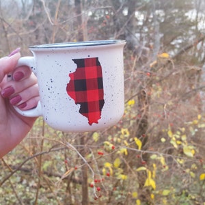 ANY STATE Campfire Mug Buffalo Plaid Speckled Camper Mug Homesick Gift Christmas Gift image 4