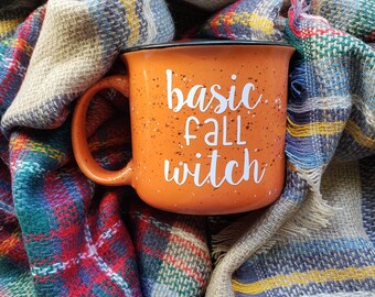 Halloween Coffee Mug - Basic Fall Witch - Speckled Campfire Mug - Cute Fall Mug