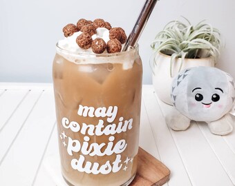 Pixie Dust Iced Coffee Glass - Iced Coffee Glass - Magical Glass Cup - Aesthetic Coffee