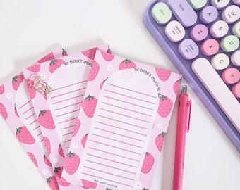 Strawberry Aesthetic Notepad - Cute Notepad - To Do List - Aesthetic Stationery - Teacher Notepad