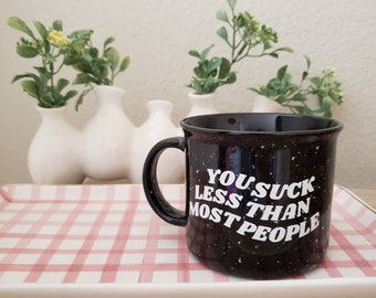 Speckled Campfire Coffee Mug - Funny Valentine Camper Mug - Retro Valentine