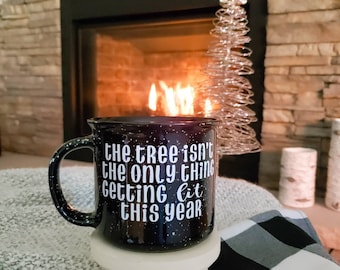Lit Tree - Speckled Campfire Coffee Mug - Christmas mug