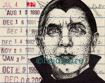 Dracula Upcycled Library Card Print