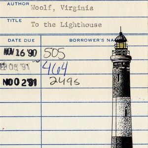 Virginia Woolf "Para o Farol" Cartão de Biblioteca Reciclado
