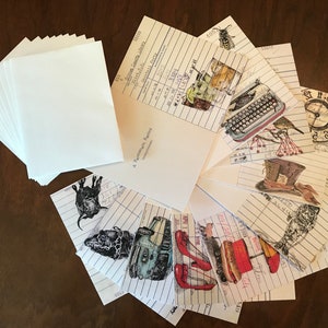 Library Card Notecard Set