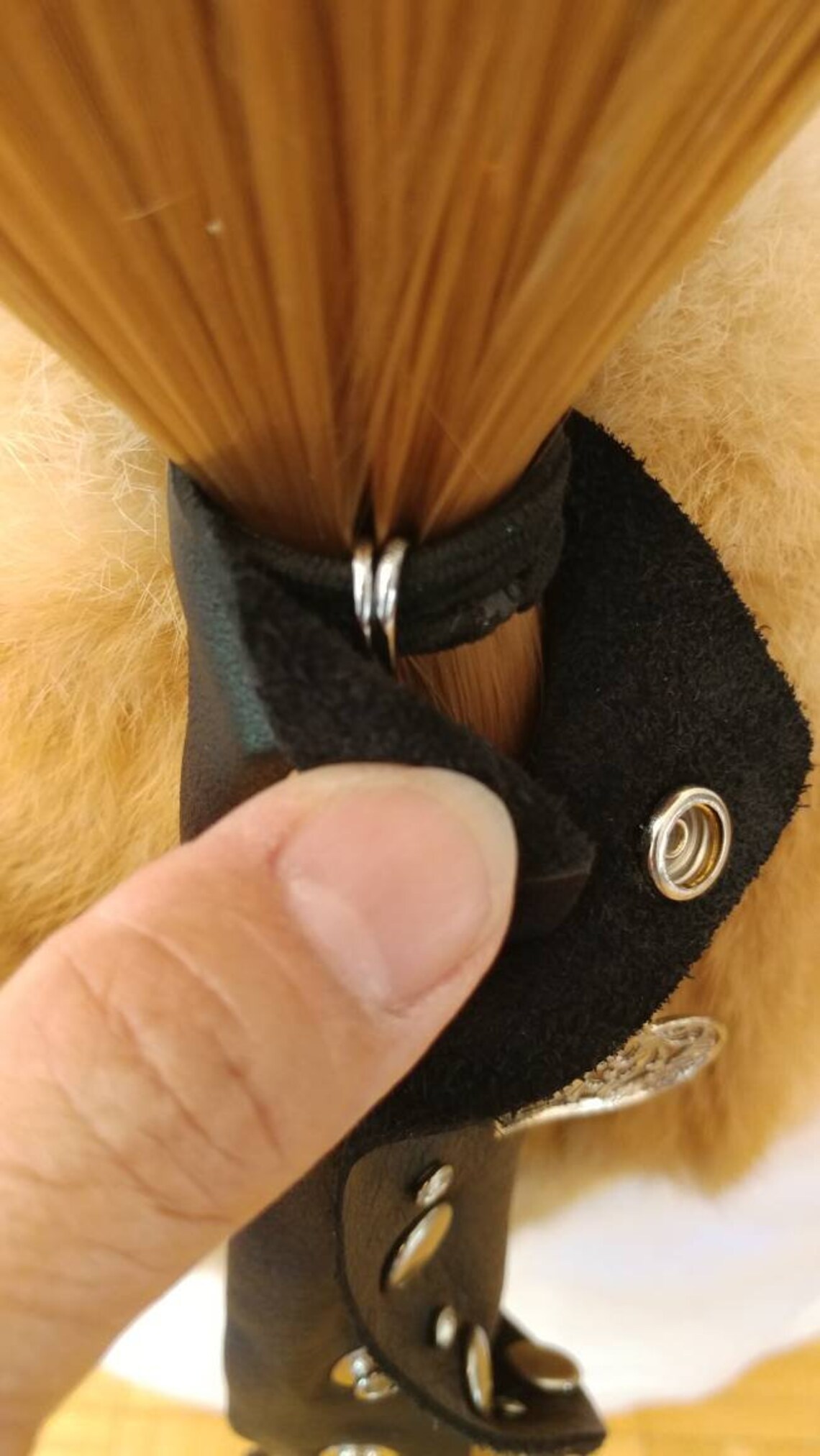 11 INCH BLACK Leather Motorcycle Hair Wrap Hair Glove Etsy