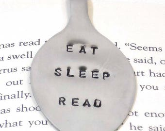 Bookmark - Flatware bookmark - Recycled silverware bookmark - Upcycled spoon - Spoon bookmark - Book mark - Eat Sleep Read - Bookclub gift