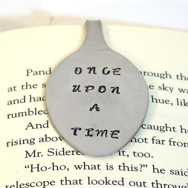 Bookmark - Recycled silverware bookmark - Upcycled spoon - Spoon bookmark - Book mark - Once Upon a Time bookmark - The End - Book club gift