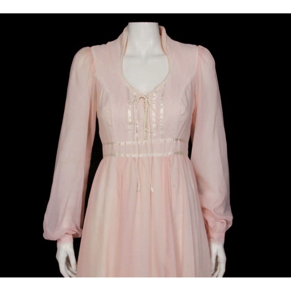 Vtg 1970s GUNNE SAX Romantic Renaissance Pink Lac… - image 3