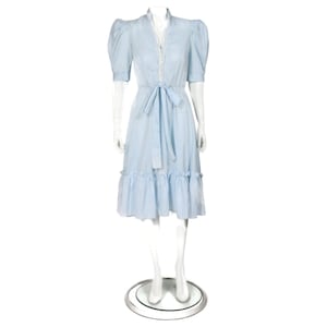 Vtg 70s PEA PATCH Blue Cottagecore Prairie Beaded Lace Pearl Dress 9/10 /594