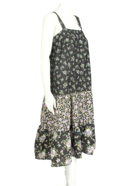Vintage 1980s Prairie Nap Dress Purple Black Summer Floral Boho Tank size Large - 548 Vintage 1980s Prairie Nap Dress Purple Black Summer Floral Boho Tank size Large - 548