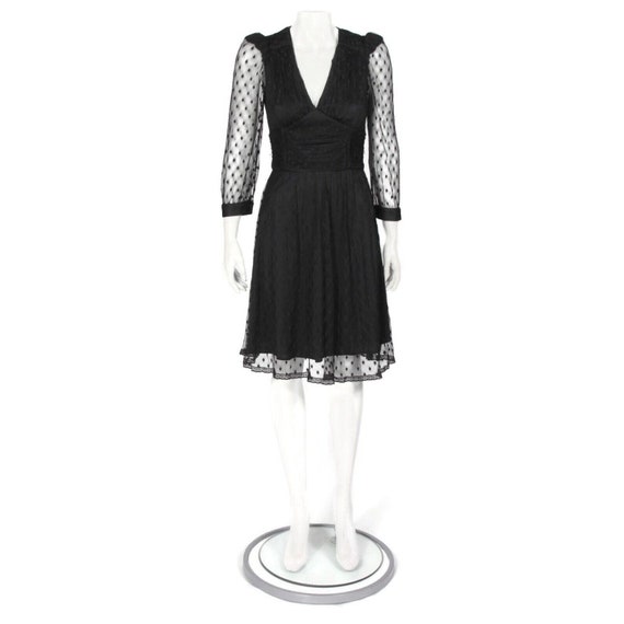 betsey johnson polka dot mesh dress Betsey Johnson Black Swiss Dot Mesh Y2K Goth Dress, Sz 6