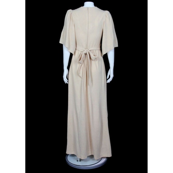 Vtg 70s Jody T Prairie Maxi Dress XS/S Tan Beige … - image 3