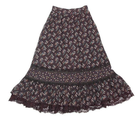 Vintage 1970s GUNNE SAX Calico Floral Lace Praire