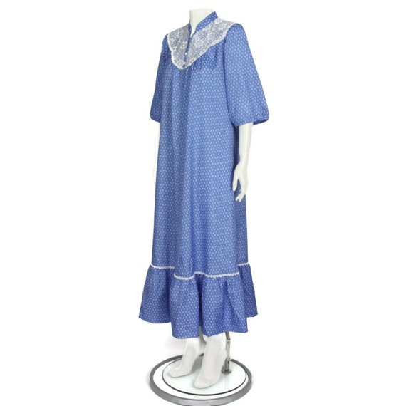 Vintage 70s Hawaii Sears MuuMuu Kaftan Dress Blue… - image 4