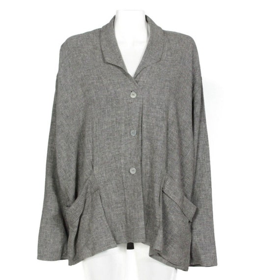 Vintage Angelheart Designs Jeanne Engelhart FLAX Gray Oversize Jacket Sz L  /841 