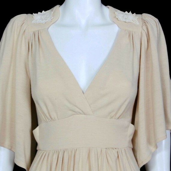 Vtg 70s Jody T Prairie Maxi Dress XS/S Tan Beige … - image 5