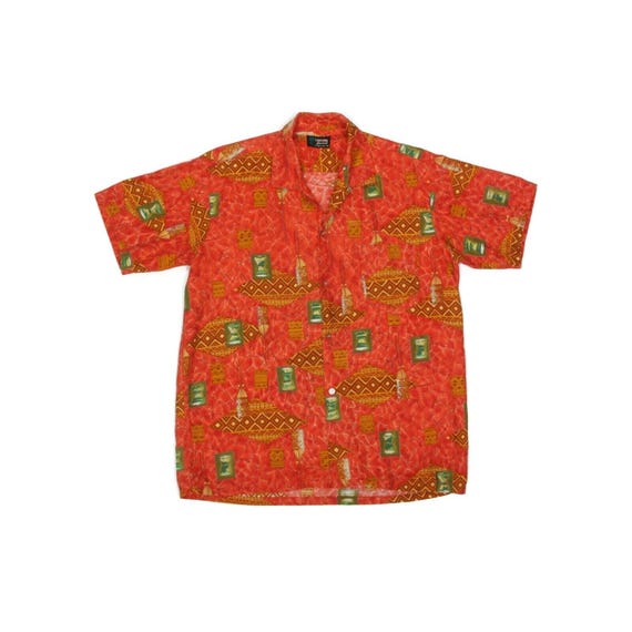 Hawaiian Imperial Vintage 60's Mens Aloha Shirt Orange Sizexs/s