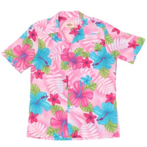Vtg 70s POMARE Aloha Bright Floral Button Spread Collar Hawaiian shirt sz M /641