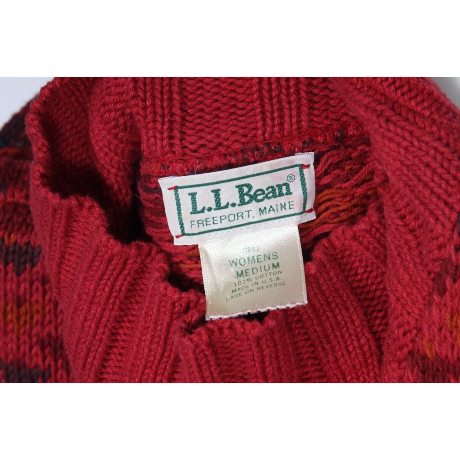 VTG Y2K LL BEAN 100 PERCENT WOOL FAIRISLE BEANIE MADE FREEPOT MAINE WOMANS SOLD! 90s L.L.Bean Puffin Jumper ♻️?? main image 4