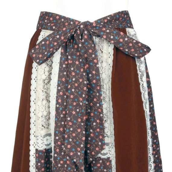 Vtg 1970's Cottagecore Patchwork Maxi Skirt Lace … - image 2