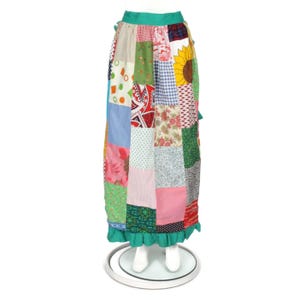 Vtg Handmade Cottagecore Prairie Apron Patchwork Reversible Long Apron Skirt 351