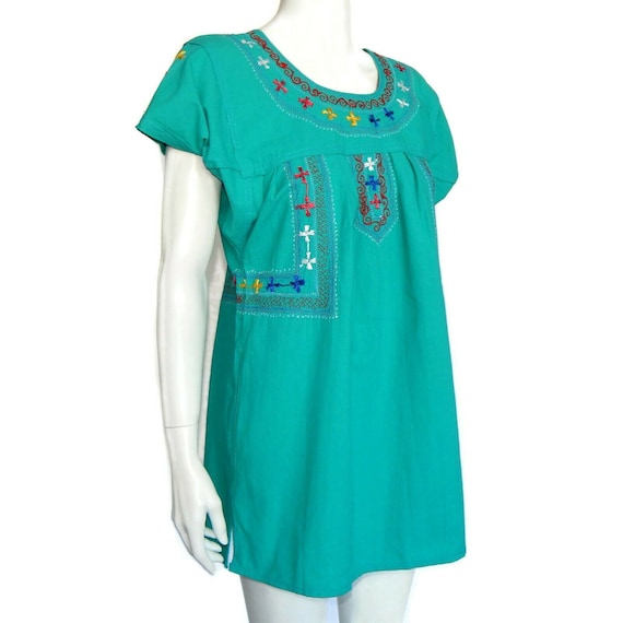Vintage Mexican Embroidered Tunic Kahlo Dress Pre… - image 5