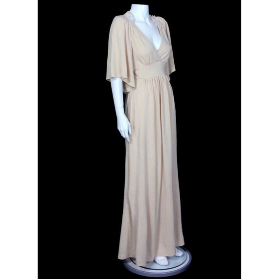 Vtg 70s Jody T Prairie Maxi Dress XS/S Tan Beige … - image 2