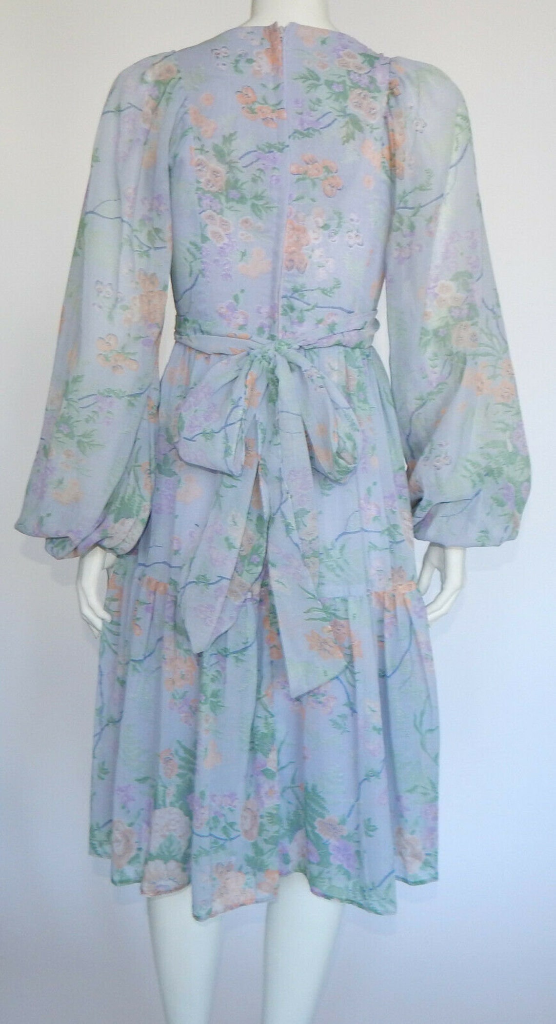 Vintage 70s JODY T Prarie Lavender Floral Lace Bishop Sleeve | Etsy