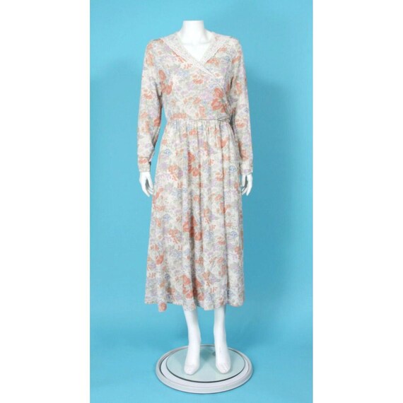 Vtg 80s Laura Ashley Prairie Victorian Lace Shawl Dress Sz S/10