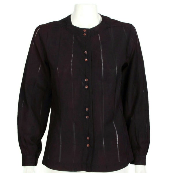 Vtg 50s BONWIT TELLER Dark Brown Gothic Sheer Detailing Blouson Top Blouse sz L