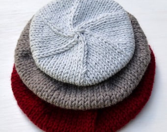 Beret Knitting Pattern. Modern Beret Knitting Design. Hat Knit Pattern. Slouchy Beanie. PDF Download. Knitting Pattern. Baby. Adult.