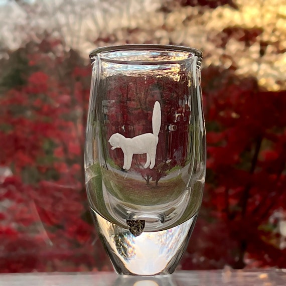 Orrefors Cat Vase Engraved Swedish Crystal Designed by Ingeborg Lundin