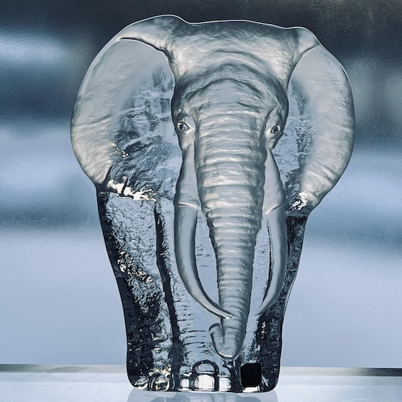 Mats Jonasson Målerås Lead Crystal Elephant Sculpture, Numbered 3140